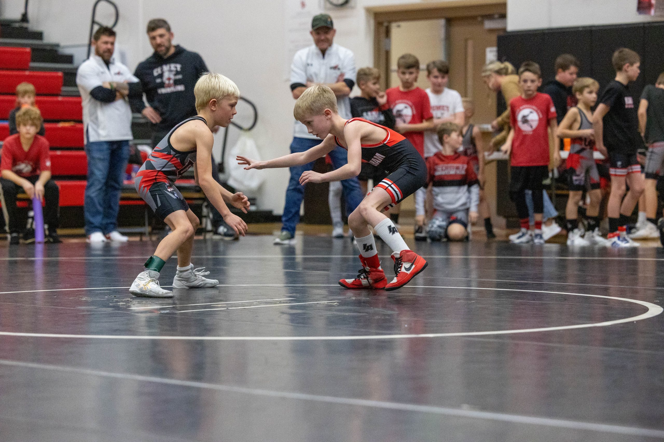 Youth wrestlers at practice