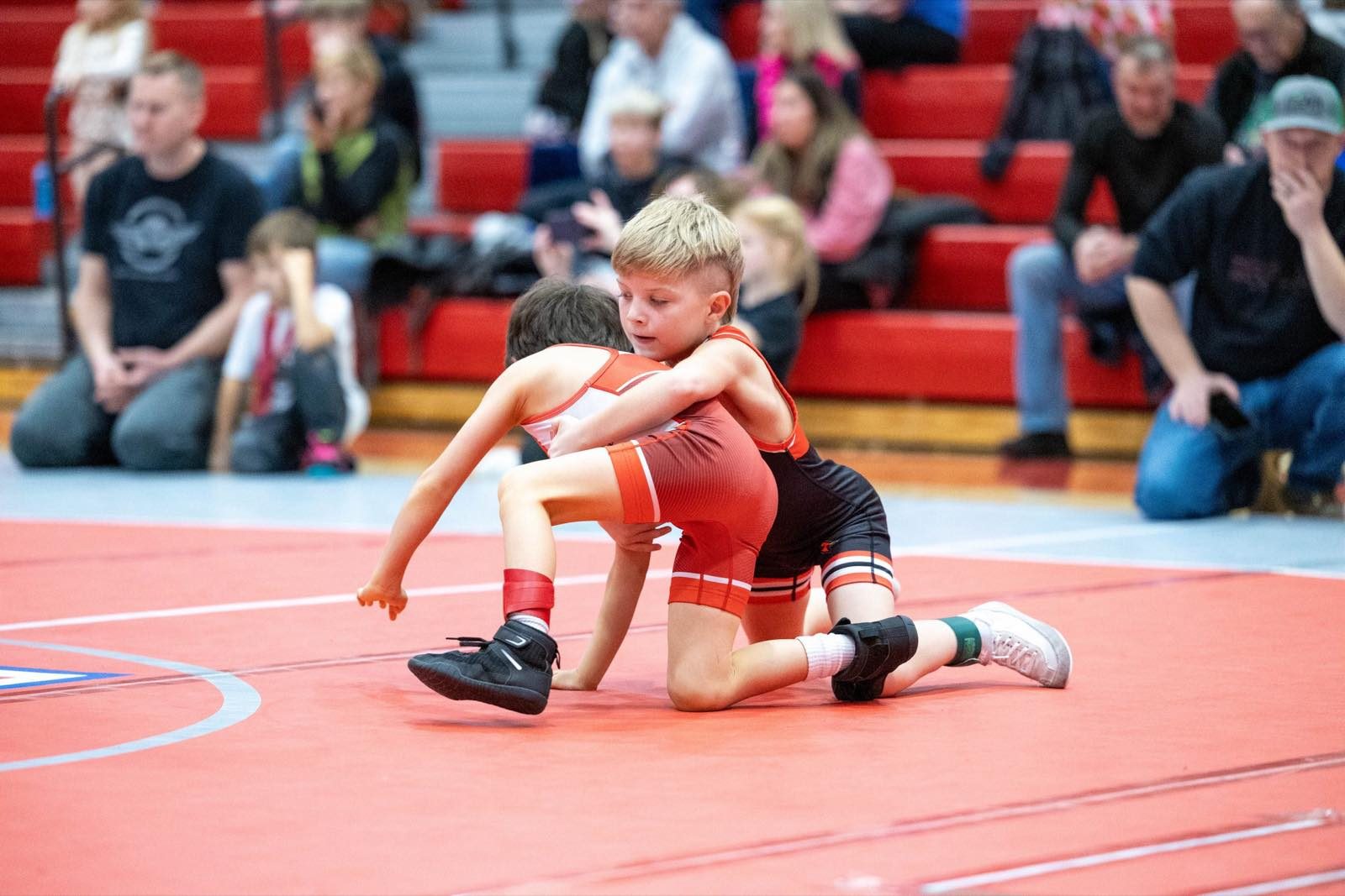 Earlham youth wrestler shooting a takedown