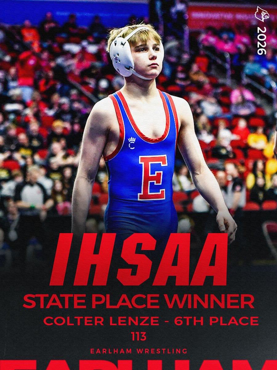 Colter Lenze, 2026 IHSAA state place winner, 6th Place · 113
