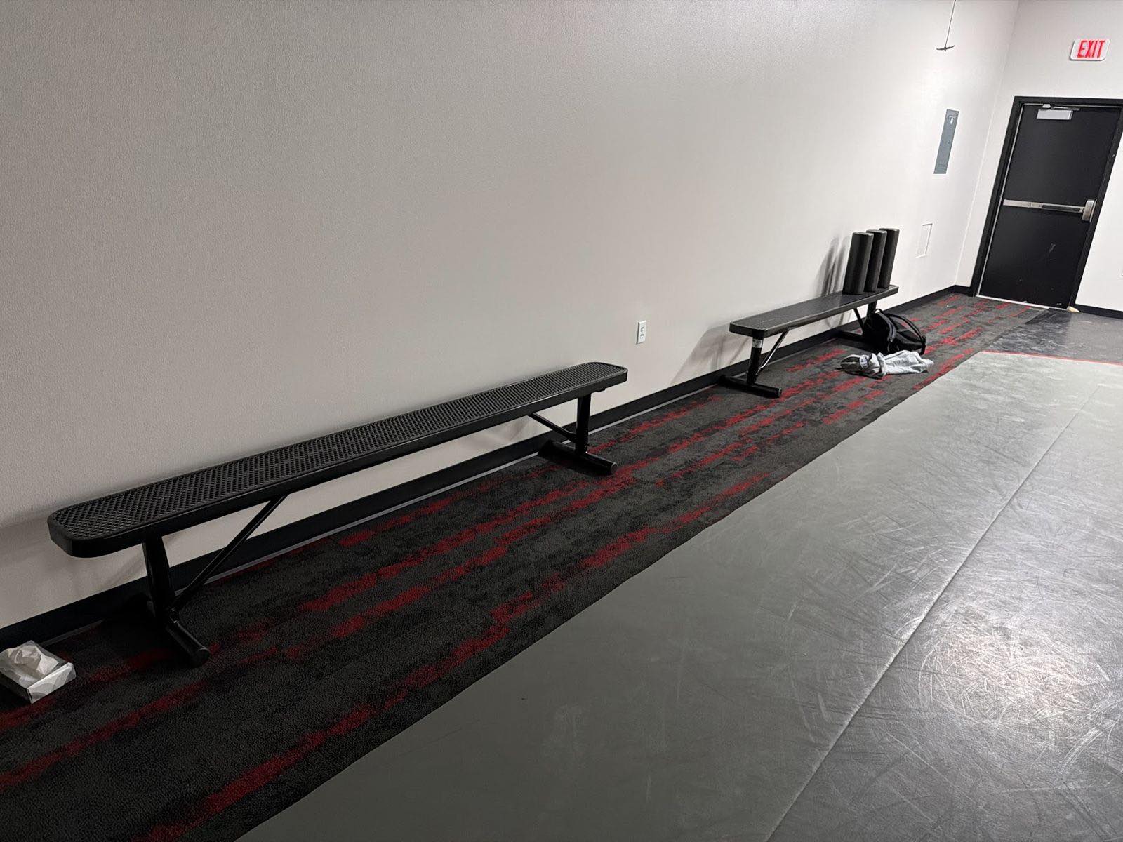 Benches along the mat